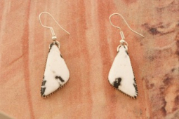 Genuine White Buffalo Turquoise Sterling Silver Navajo Earrings
